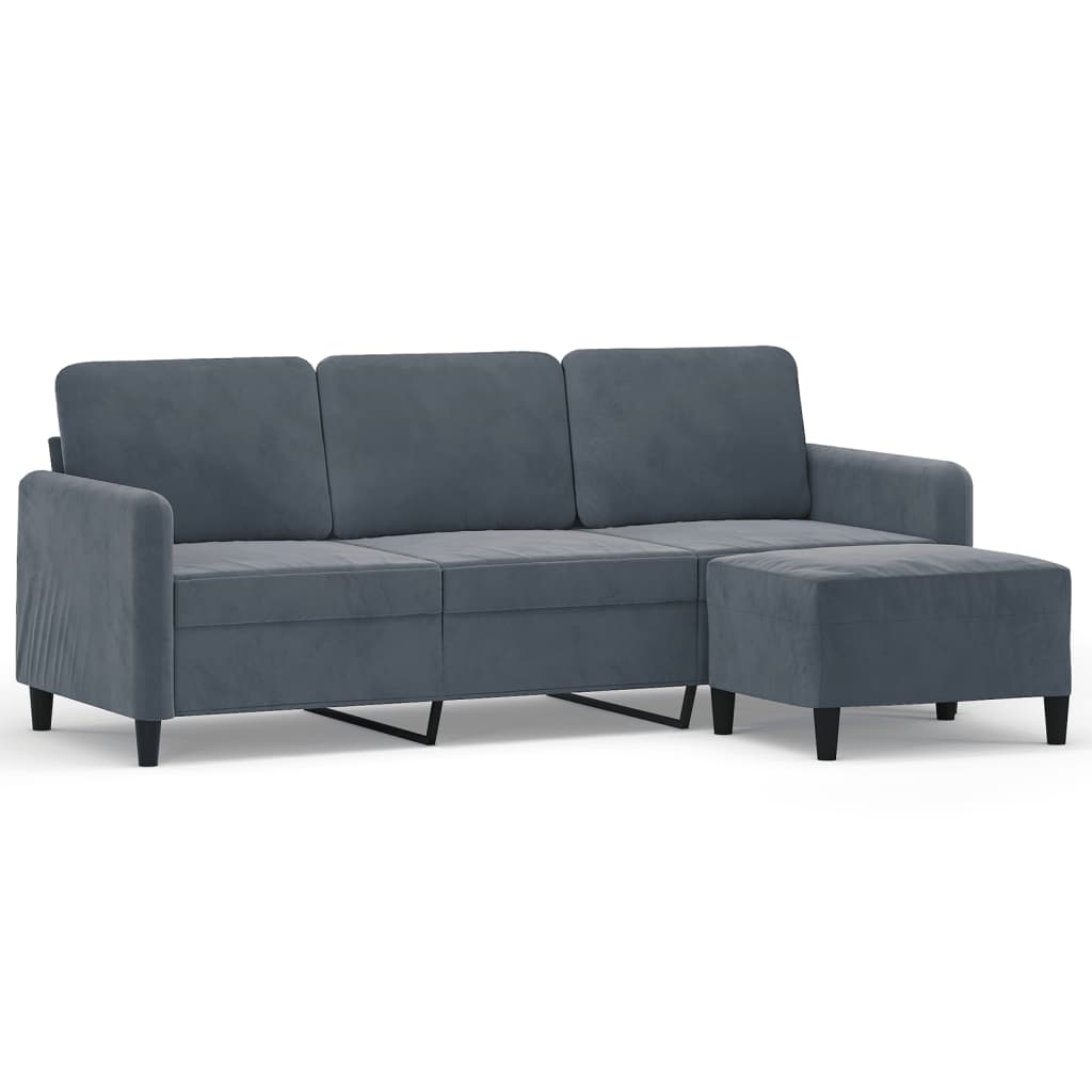 3-Sitzer-Sofa mit Hocker Rosa 180 cm Samt
