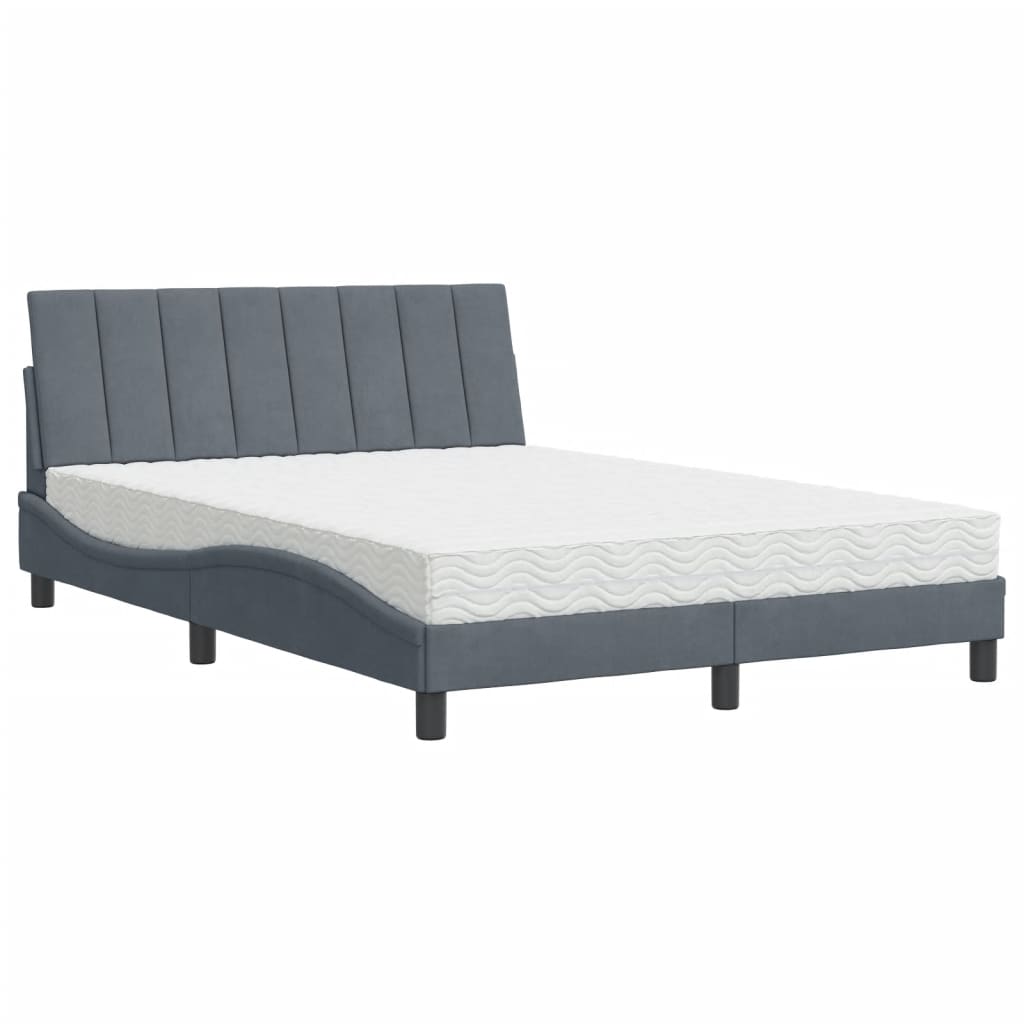 Bett mit Matratze "Hanko" Hellgrau 80x200 cm Samt