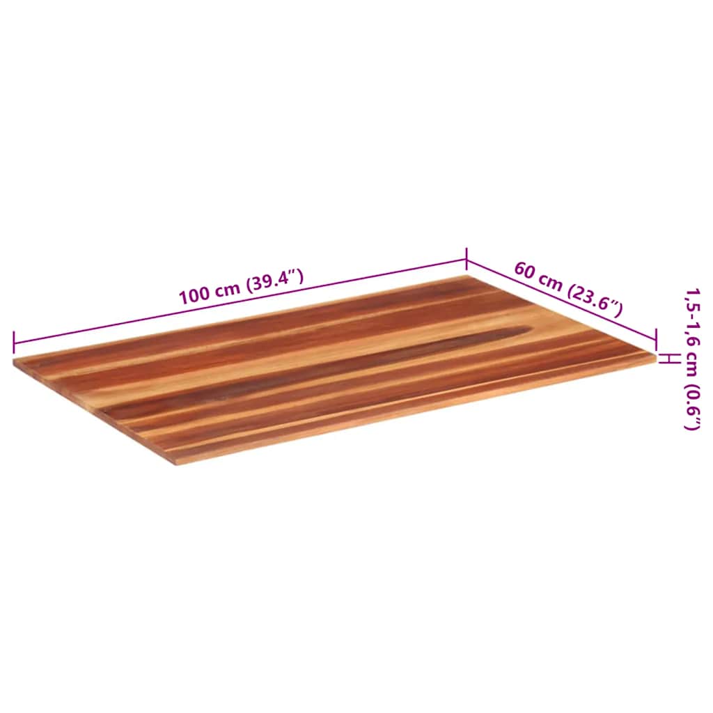 Tischplatte Massivholz Akazie 15-16 mm 60x80 cm