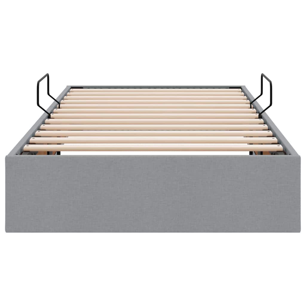 Aufbewahrungsbett mit Kopfteil Hellgrau 90 x 190 cm Stoff