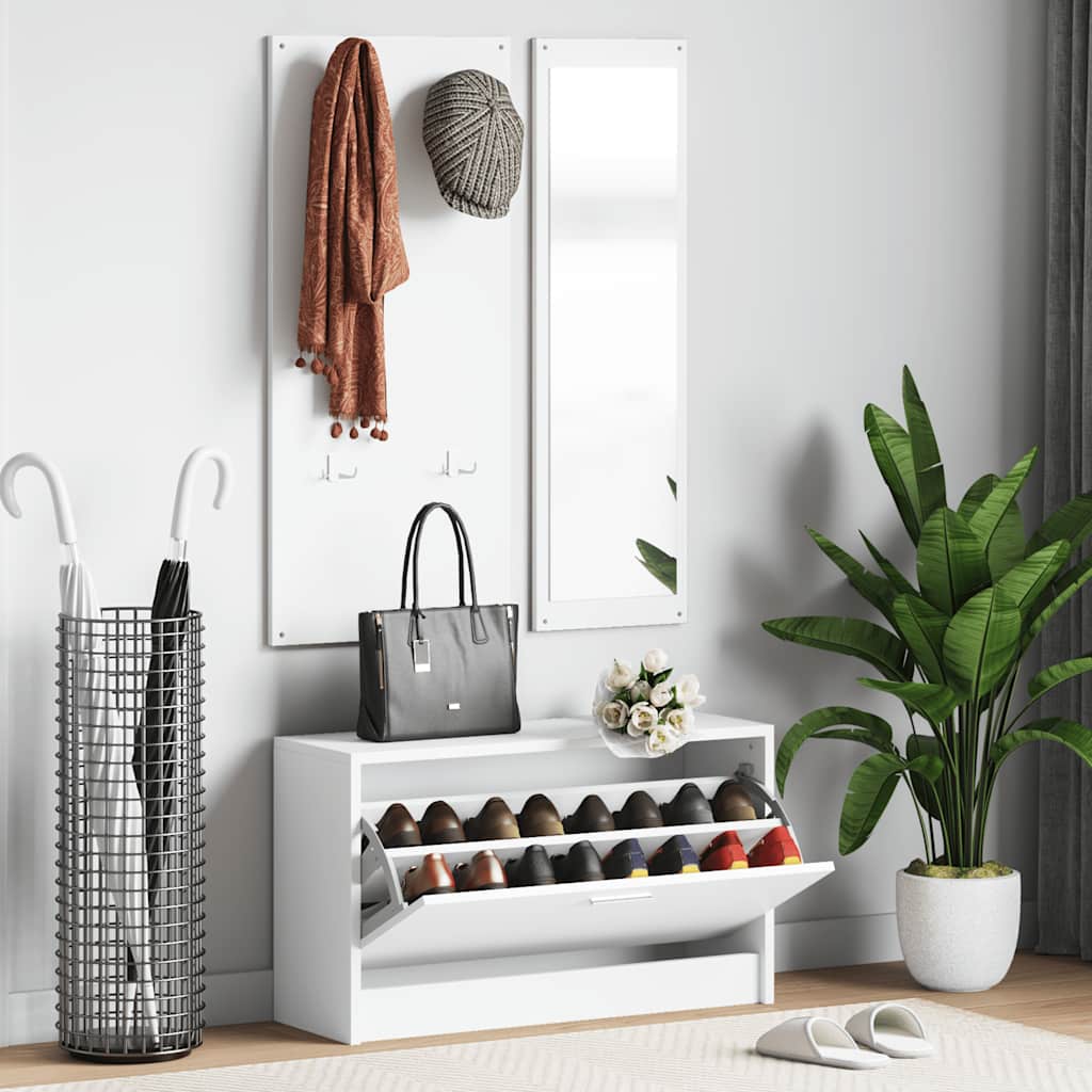 Garderoben Flur 3-in-1 Schuhschrank Schuhkipper Spiegel