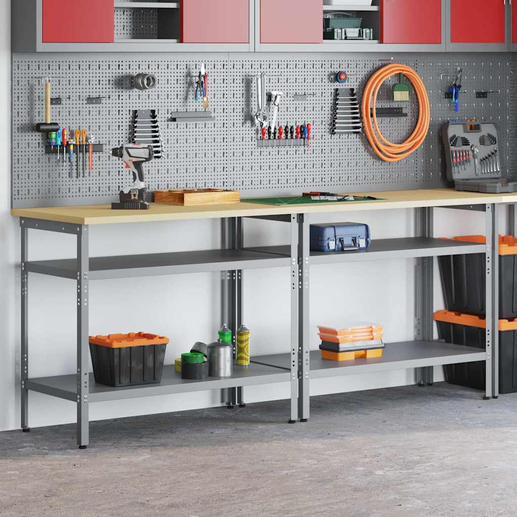 Werkbank-Set mit Schubladen 2 pcs Rot und Grau 200 x 55 x 85 cm
