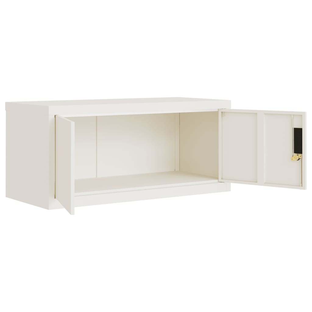 Aktenschrank mit 2 Türen Grau 90 cm Stahl