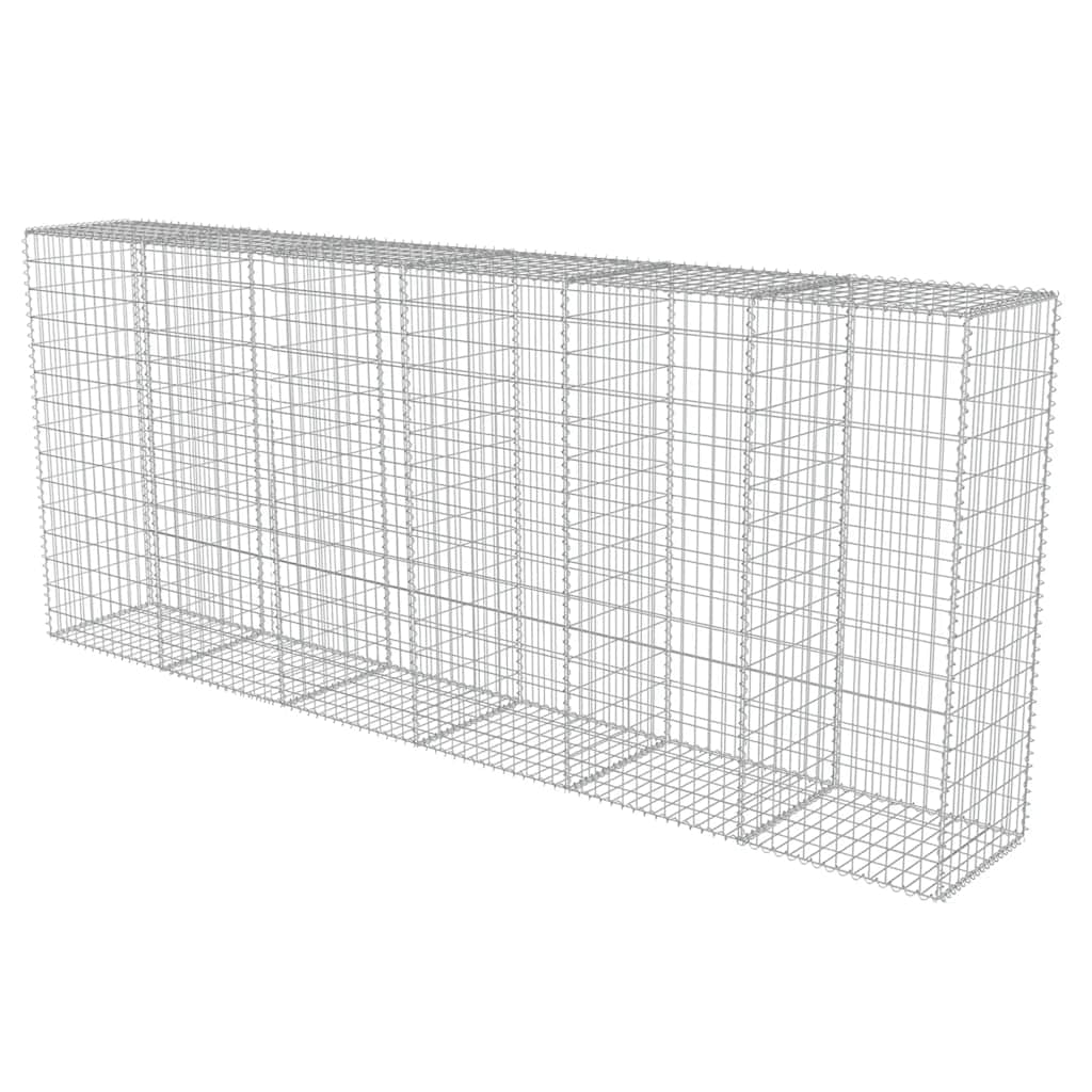 Gabionenwand mit Abdeckung Verzinkter Stahl 20×20×100 cm
