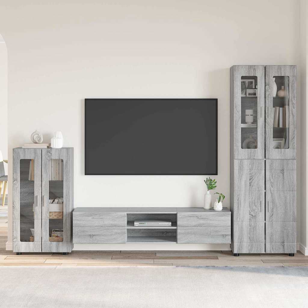 Highboard mit Regal FLORIN Weiß 60 x 35 x 182 cm Holzwerkstoff