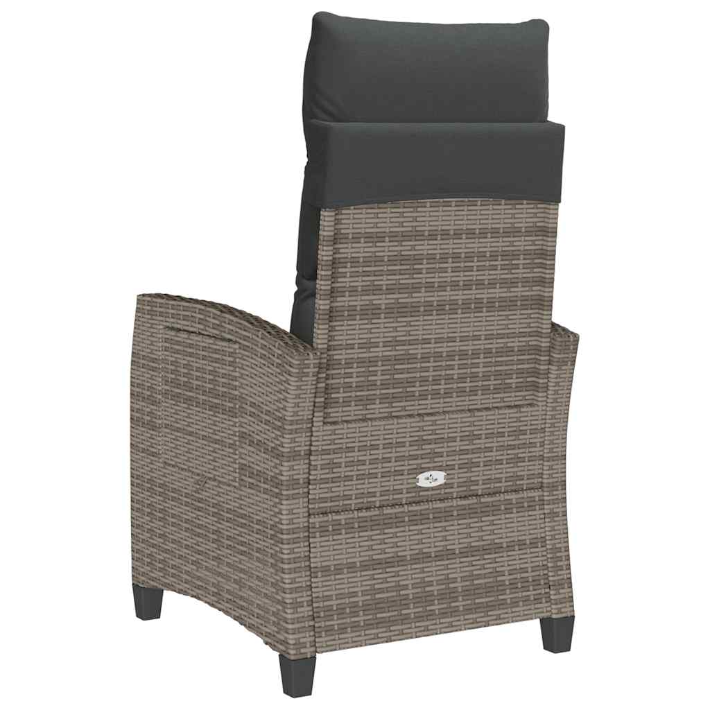 Gartensessel mit Beistelltisch Verstellbar Schwarz Poly Rattan