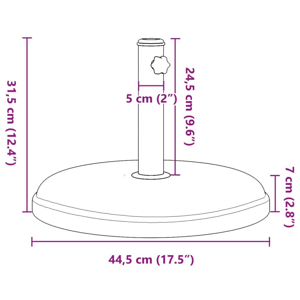 Sonnenschirmständer Ø32/35/38 mm Mast 25 kg Rund