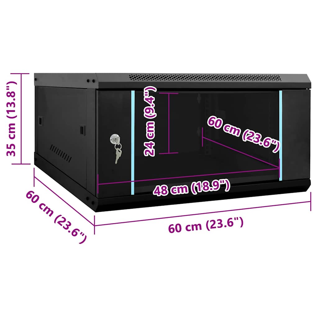 Netzwerkschrank mit Speicher Grau 60 x 45 x 28 cm Stahl
