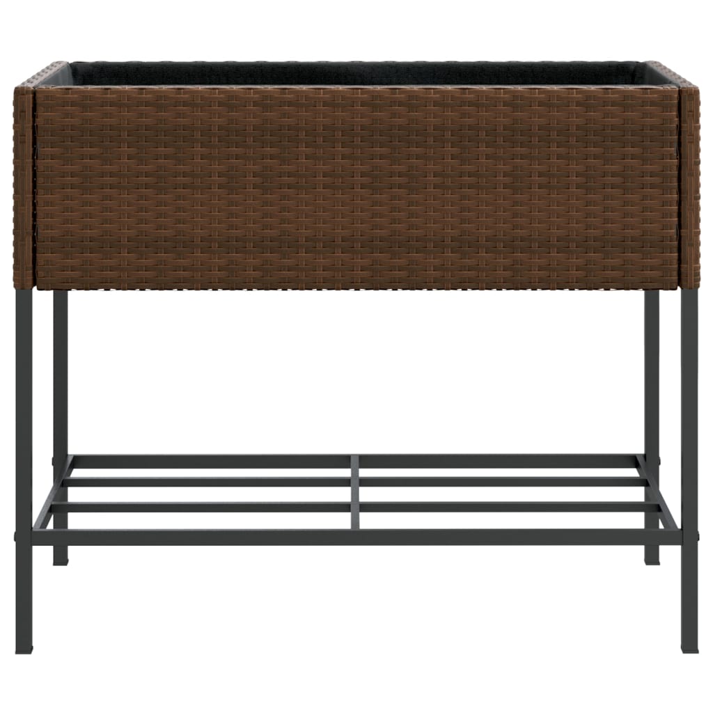 Hochbeete mit Ablage 2 Stk. Schwarz 70x28x70 cm Poly Rattan