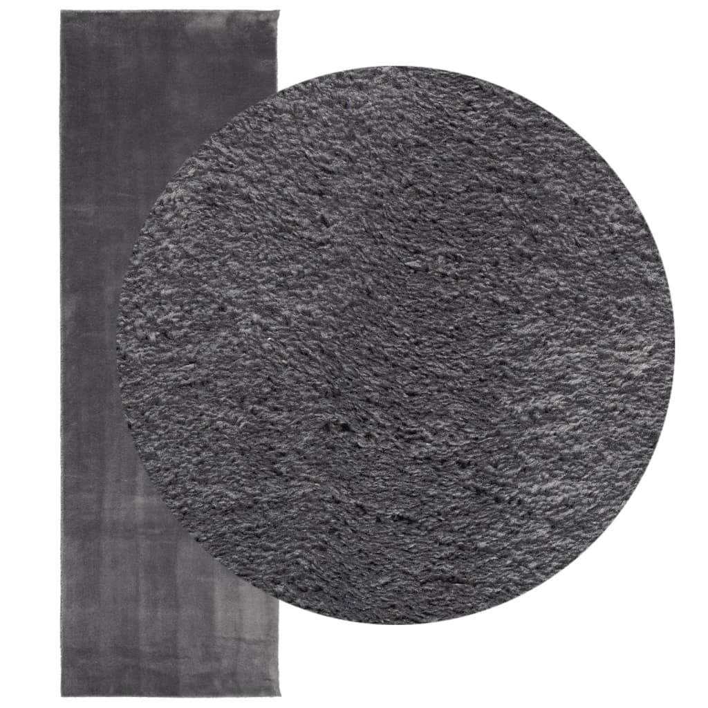 Teppich HUARTE Kurzflor Weich und Waschbar Anthrazit 60x110 cm