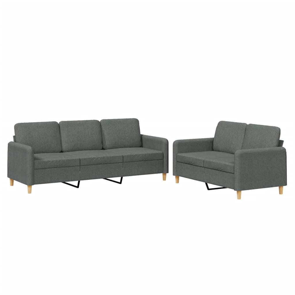 3-tlg. Sofagarnitur mit Kissen Braun Stoff