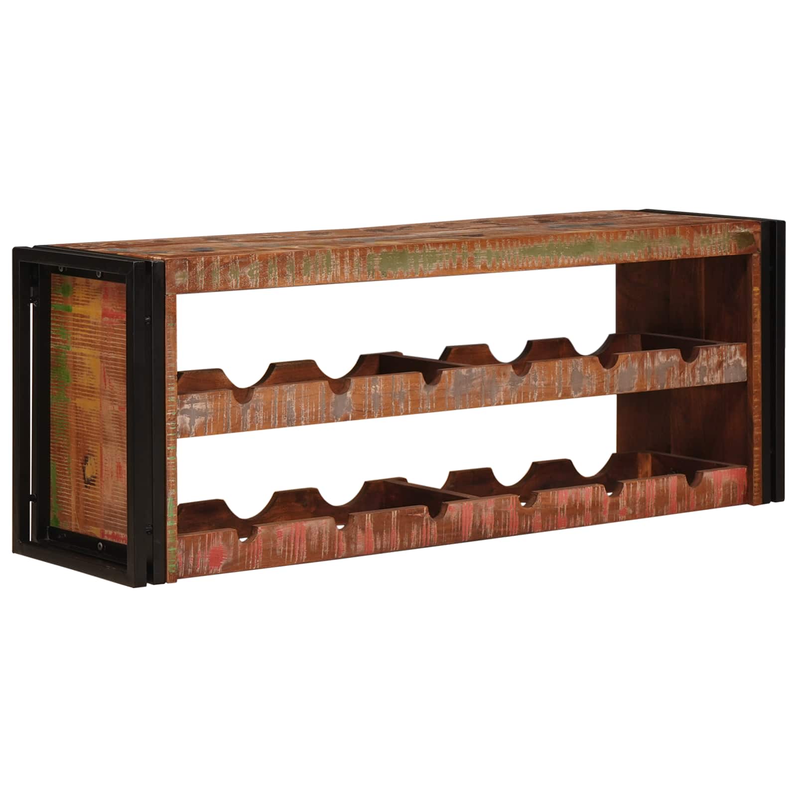 Weinregal Braun 60 x 45 x 33 cm Massives grobes Mangoholz