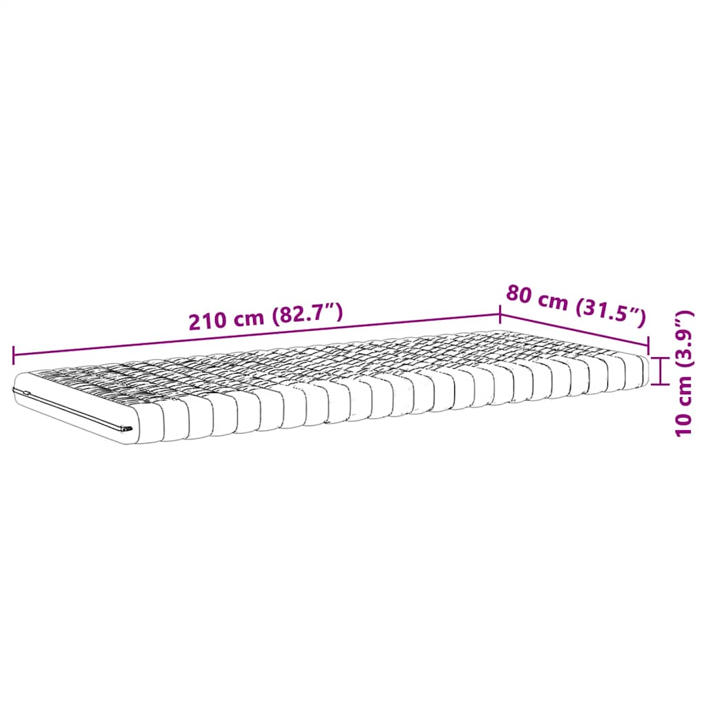 Schaumstoffmatratze Weiß 80x200 cm 7-Zonen Härtegrad 20 ILD