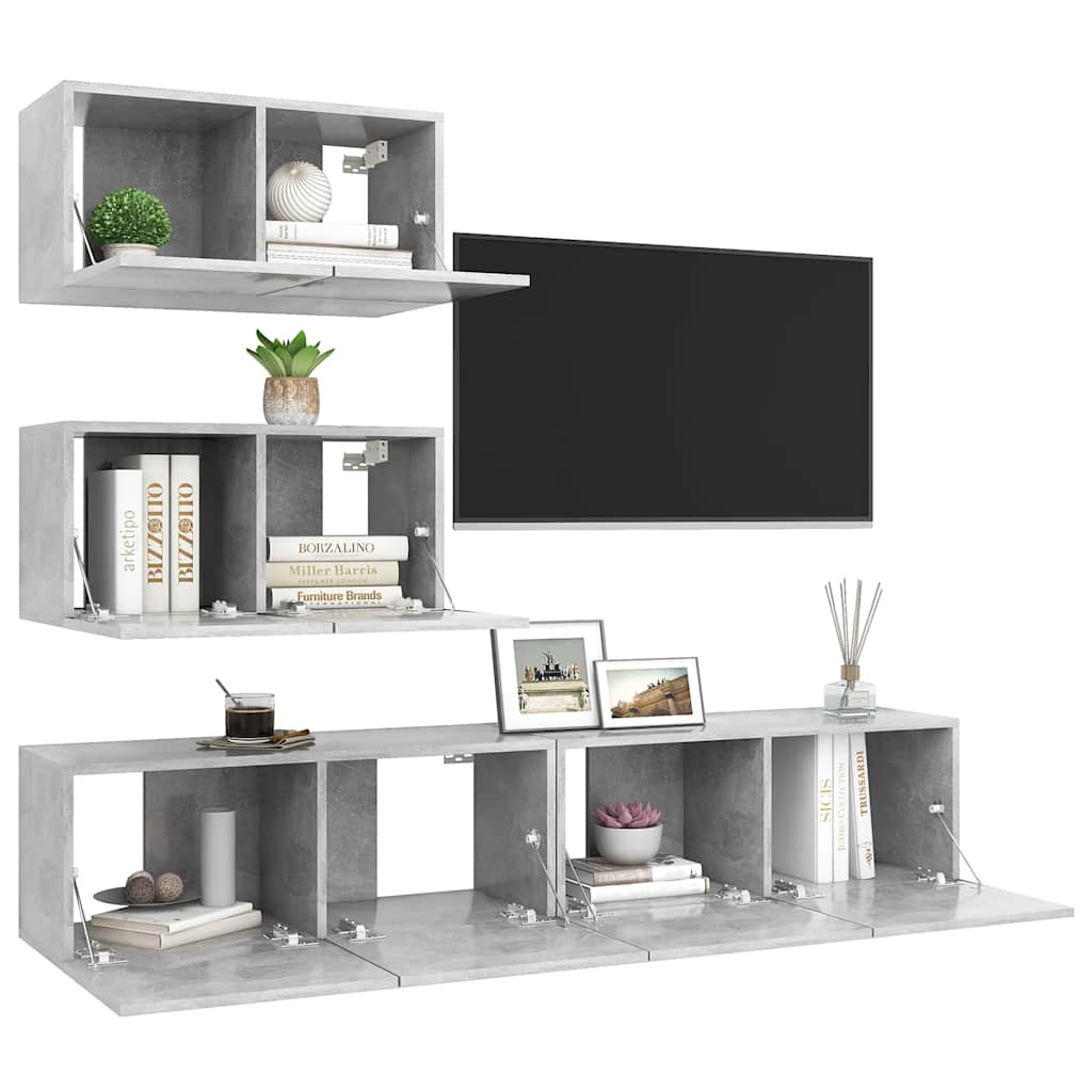 4-tlg. TV-Schrank-Set Weiß Holzwerkstoff