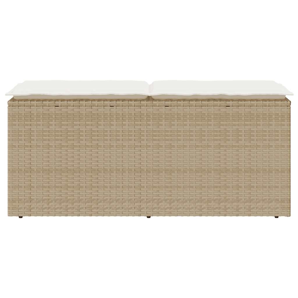 Gartenbank mit Kissen Schwarz 110x40x44 cm Poly Rattan