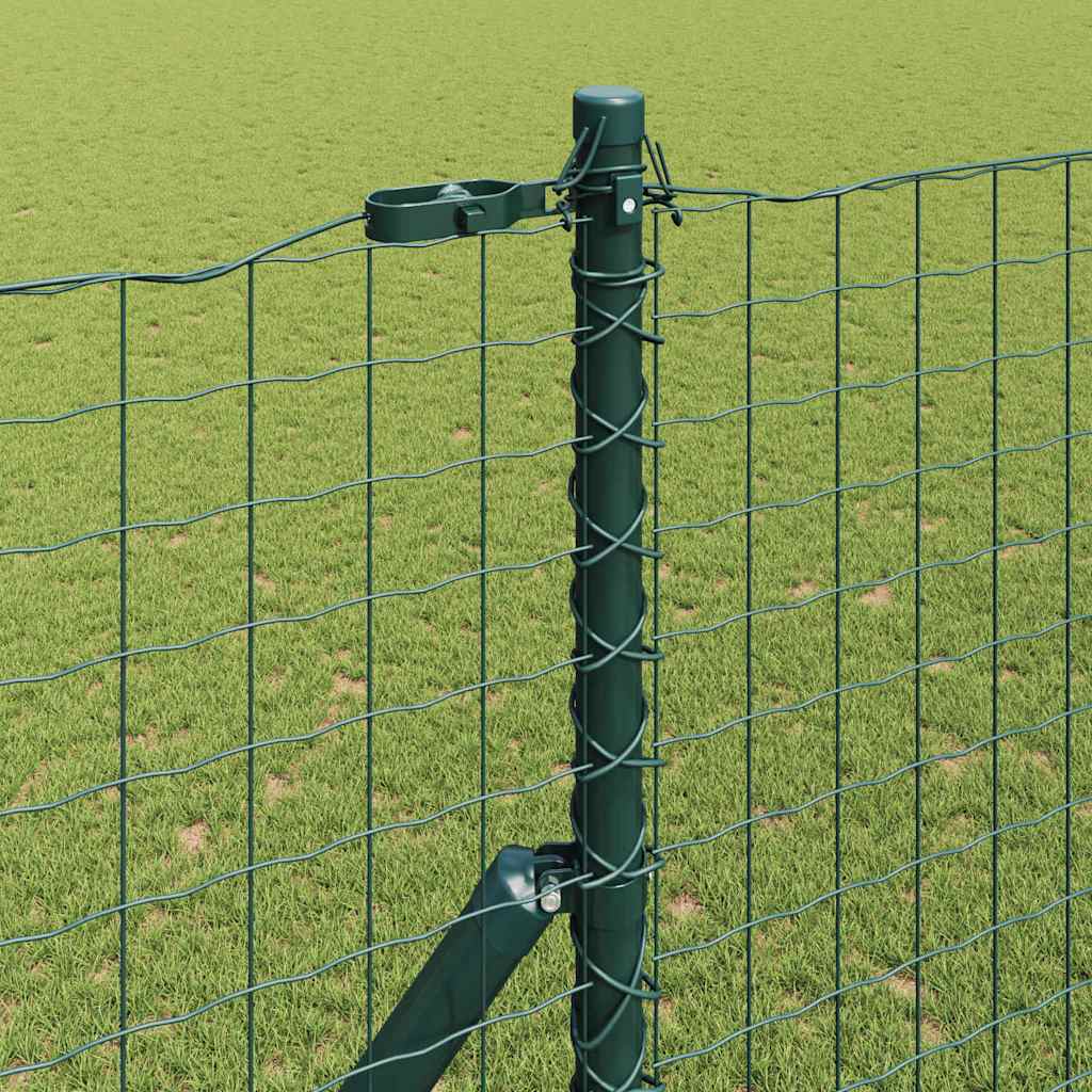 Zaunpfosten 2 pcs Grün 50 cm Pulverbeschichteter Stahl