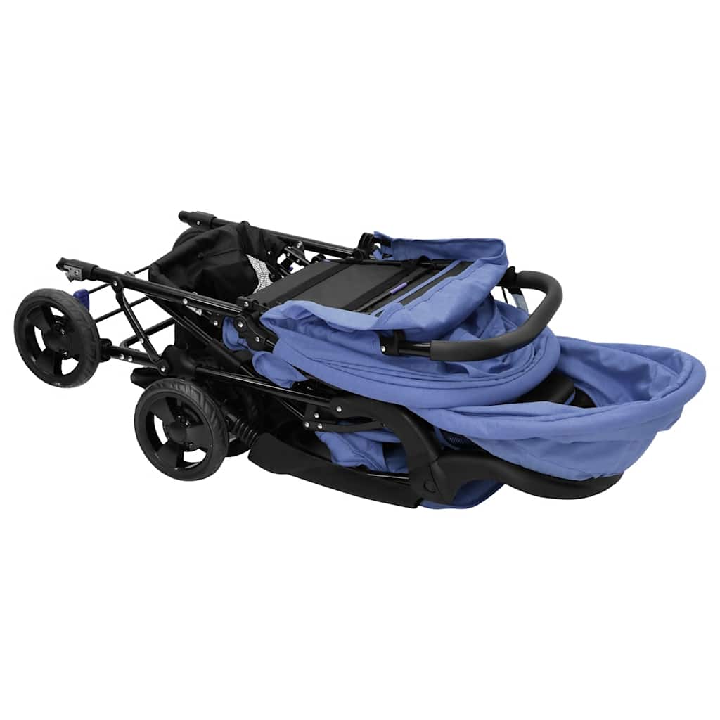 Tandem-Zwillingskinderwagen Dunkelgrau Stahl