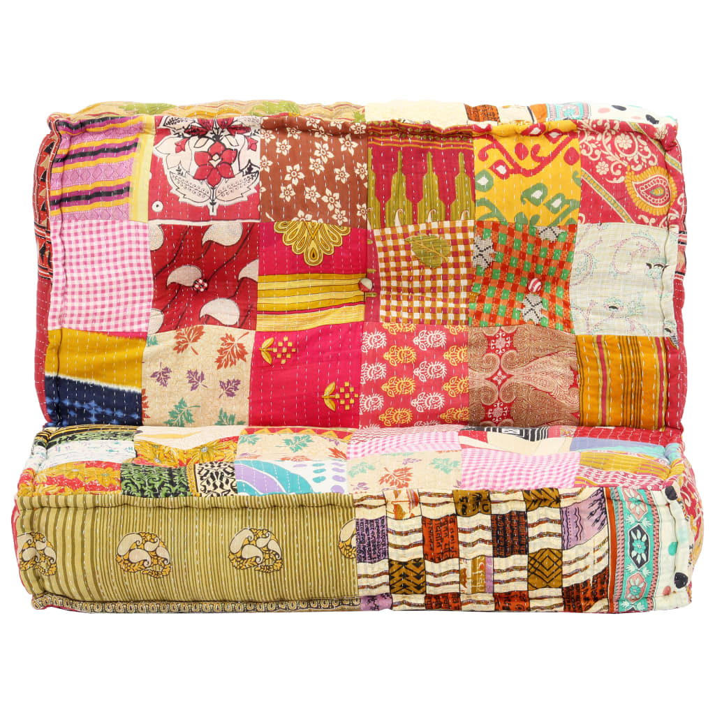 2-Sitzer Modularer Pouf Patchwork Stoff