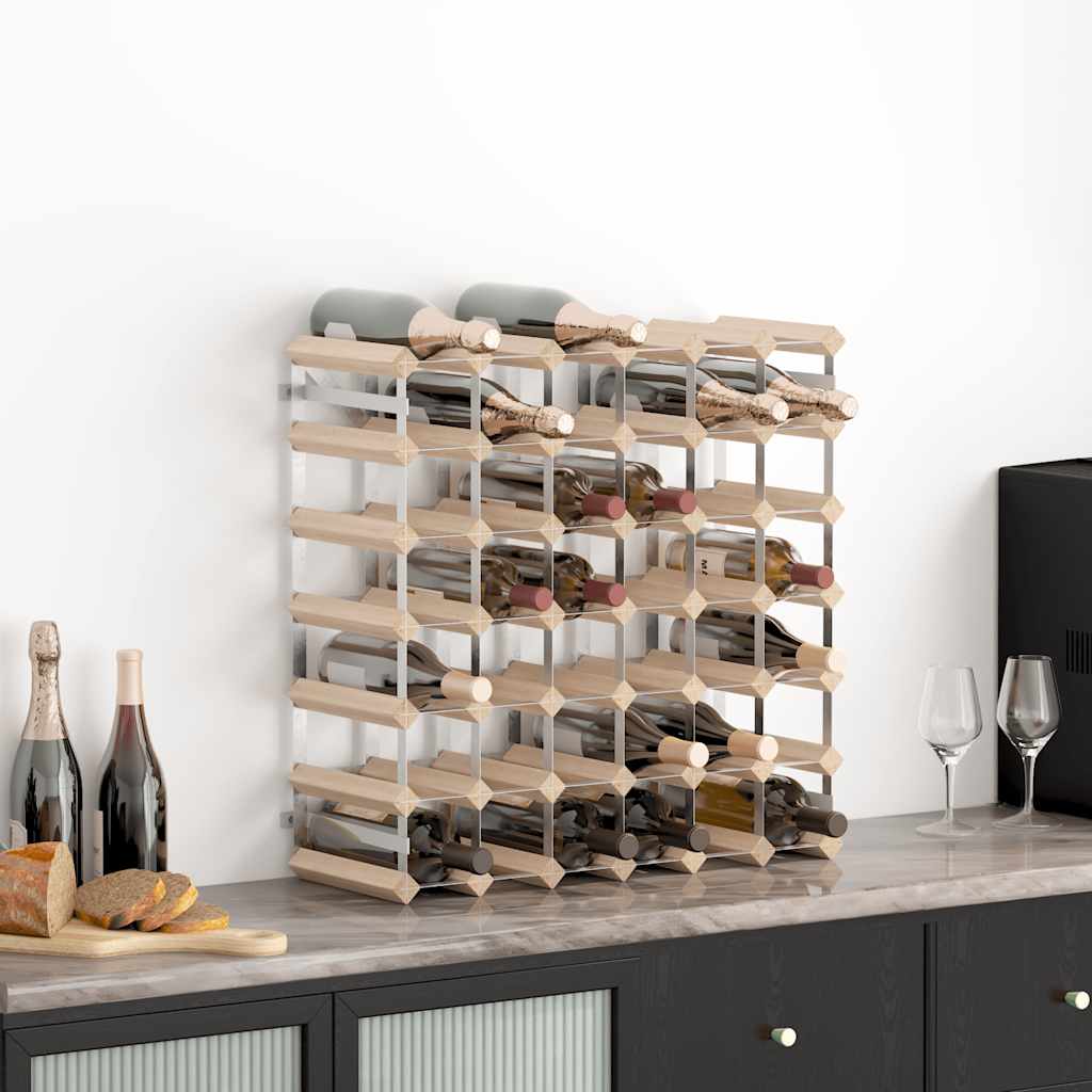 Weinregal für 42 Flaschen Braun Massivholz Kiefer