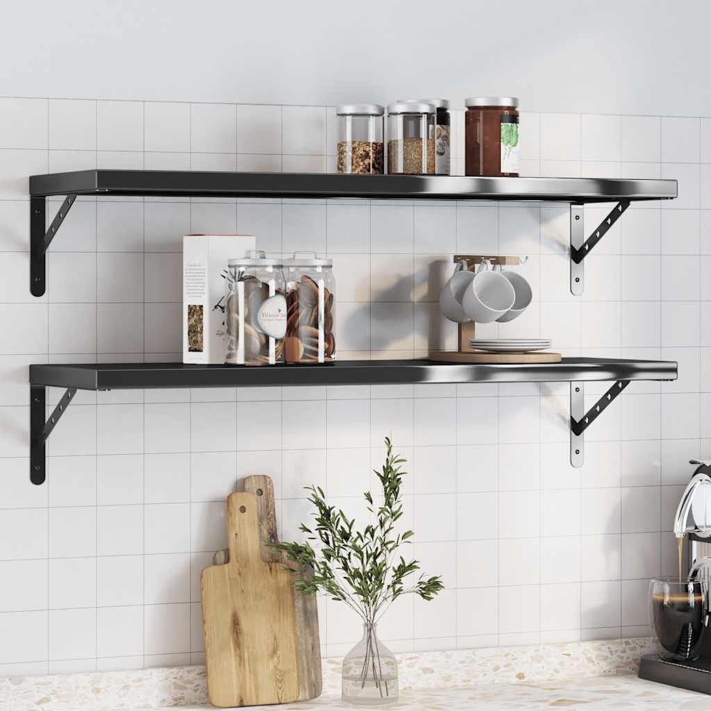 Wandregale 2 Stk. 100x40 cm Silbern Edelstahl