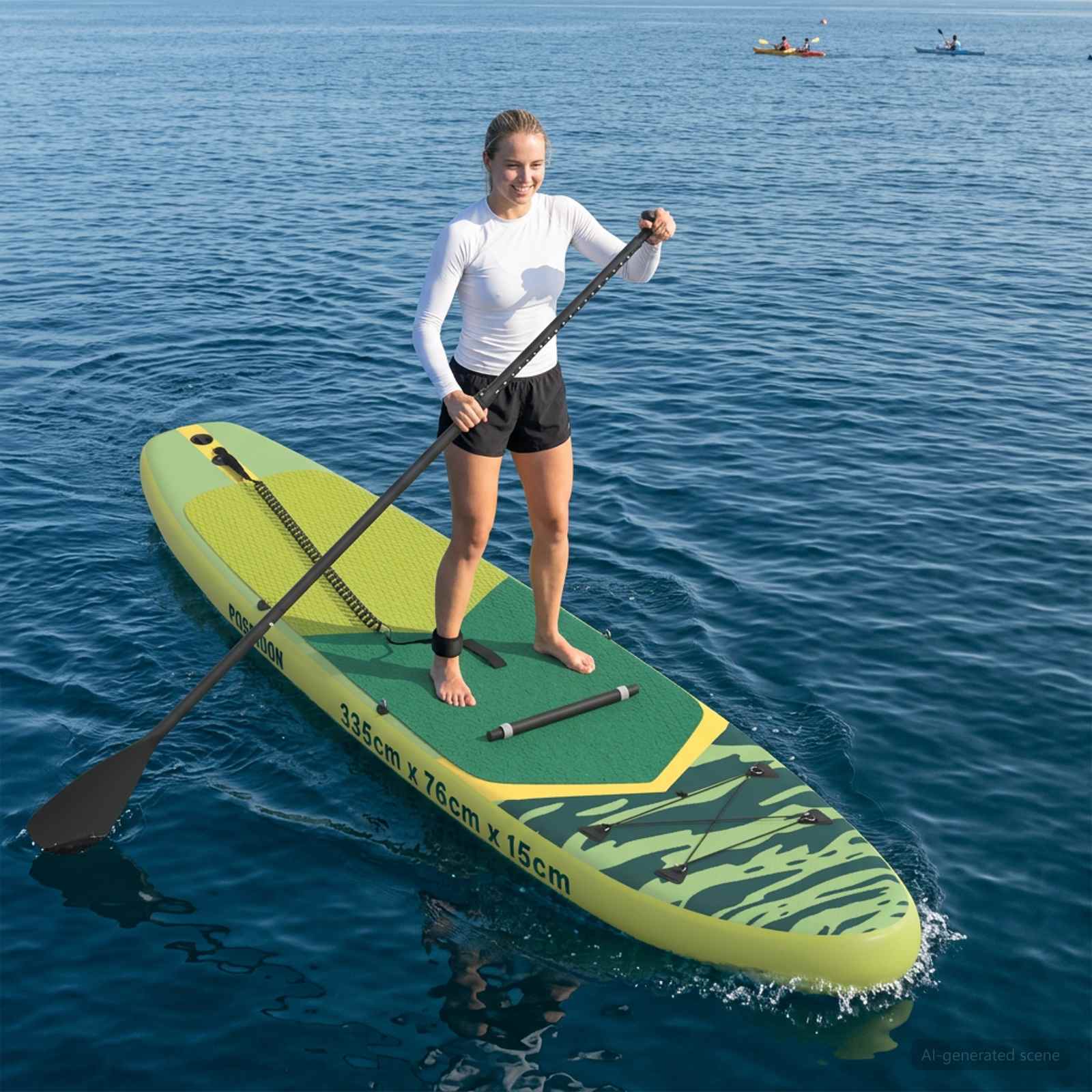SUP Board mit Sitz 2-in-1 POSEIDON 305 x 76 x 15 cm Grün für