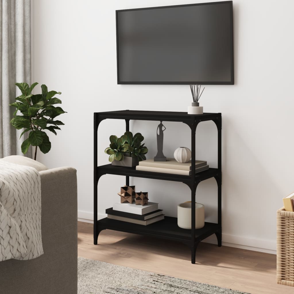 Bücherregal Schwarz 40x33x70,5 cm Holzwerkstoff und Stahl