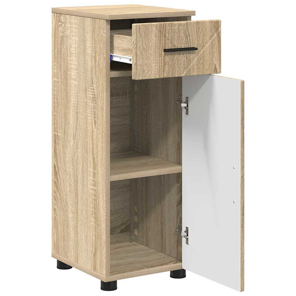 Badezimmermöbel-Set mit Tür 3 pcs Weiß Holzwerkstoff & Metall