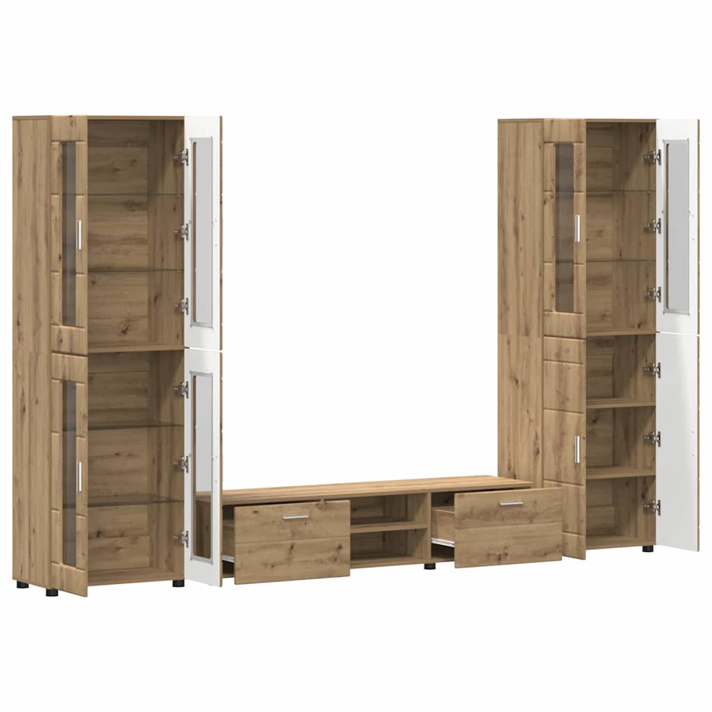 Highboard mit Regal FLORIN Weiß 60 x 35 x 182 cm Holzwerkstoff
