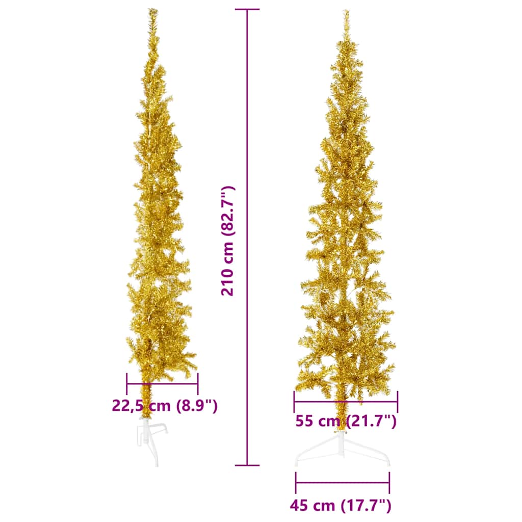 Künstlicher Halb-Weihnachtsbaum mit Ständer Schlank Weiß 180 cm