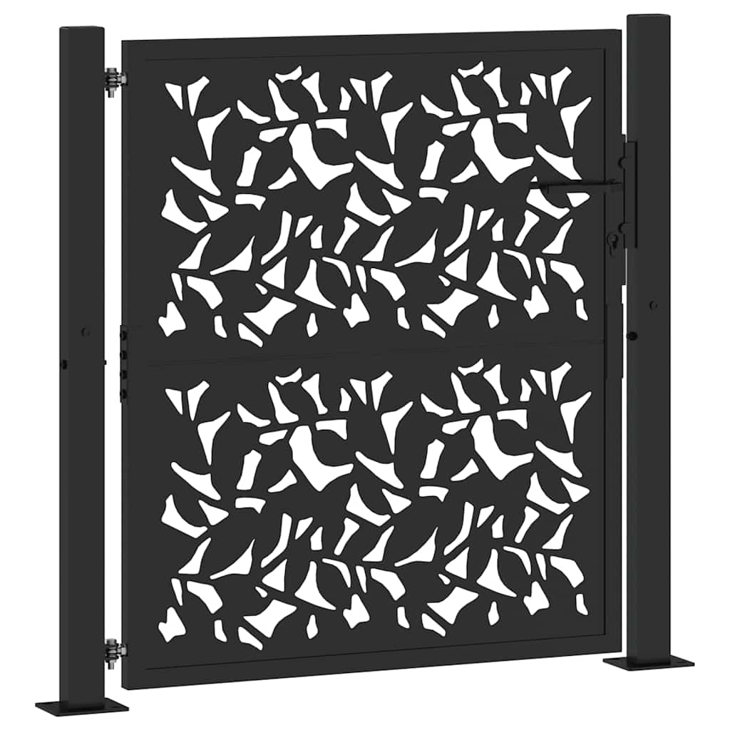 Gartentor Schwarz 100x100 cm Stahl Lichtdesign