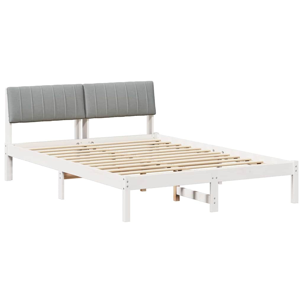 Bettgestell Braun und hellgrau 200 x 200 cm Massivholz Kiefer