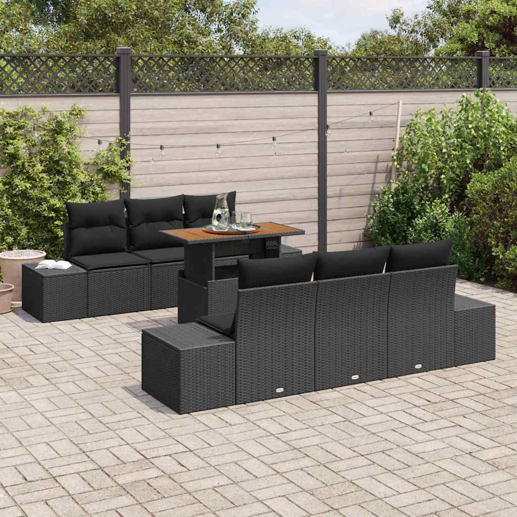 Garten Essgruppe mit Kissen 7 pcs Schwarz und Creme