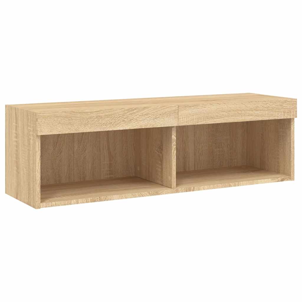 5-tlg. Wohnwand mit LED-Beleuchtung Weiß Holzwerkstoff