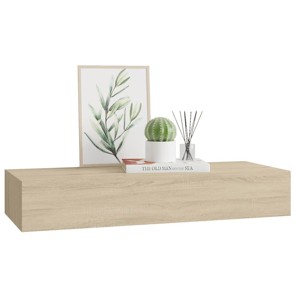 Wandregal mit Schublade Weiß 40x23,5x10 cm MDF