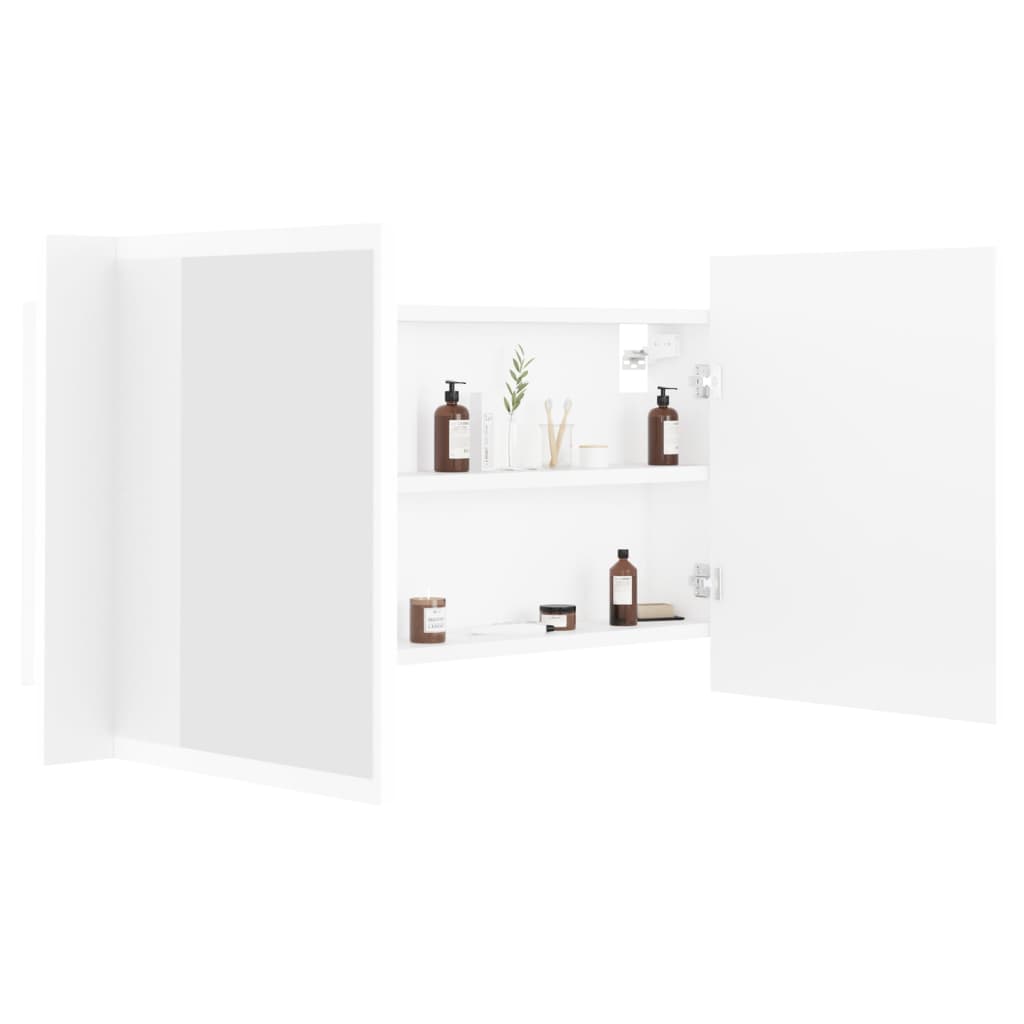 LED-Bad-Spiegelschrank Grau 90x12x45 cm Acryl