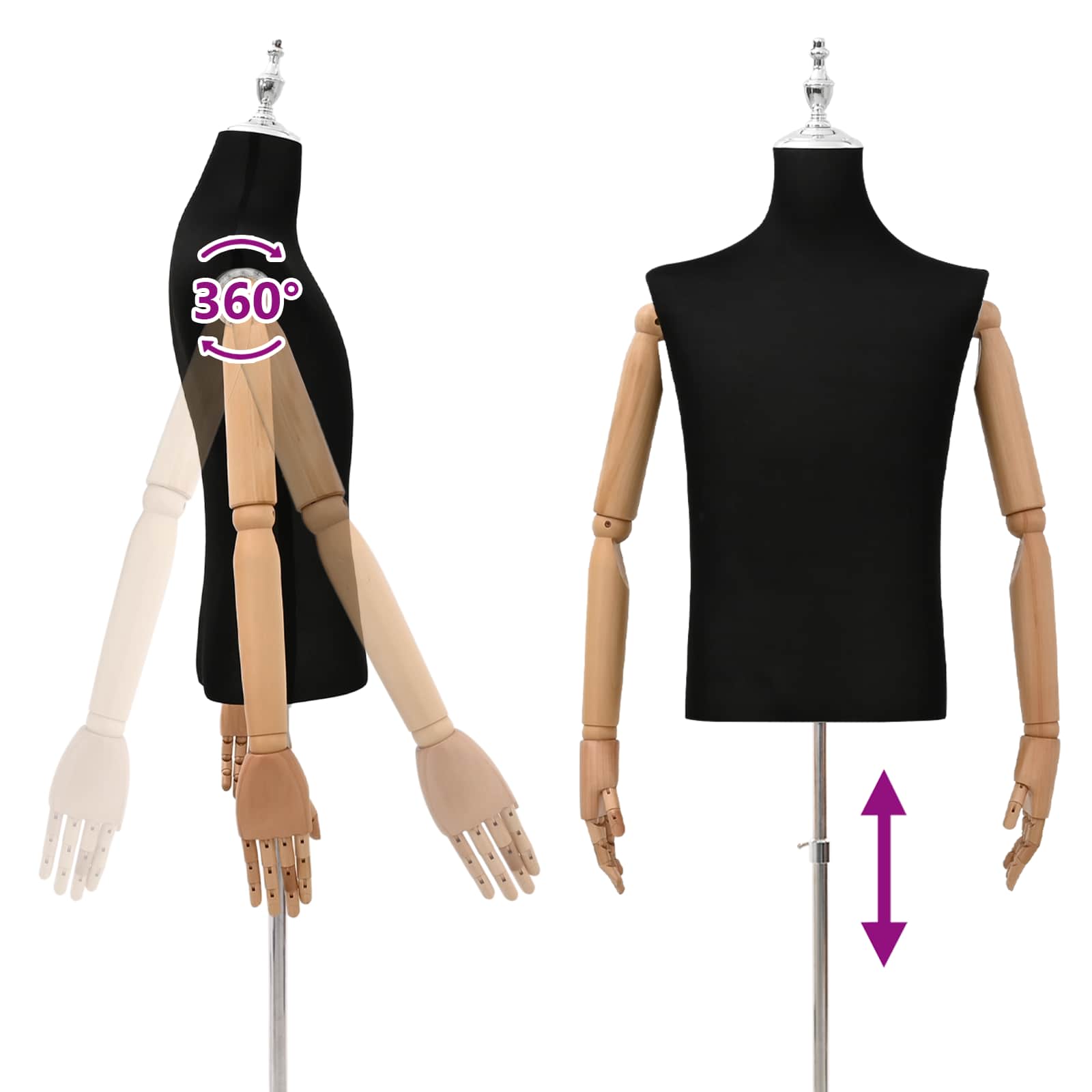 Verstellbare Mannequin 165-213 cm mit Fuß Weiblich PP Weiß