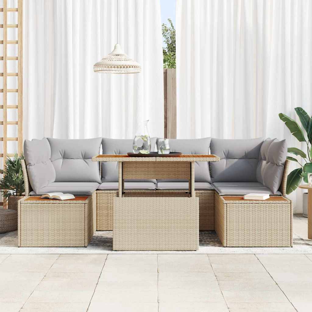 Garten Essgruppe mit Kissen 9 pcs Schwarz und Beige