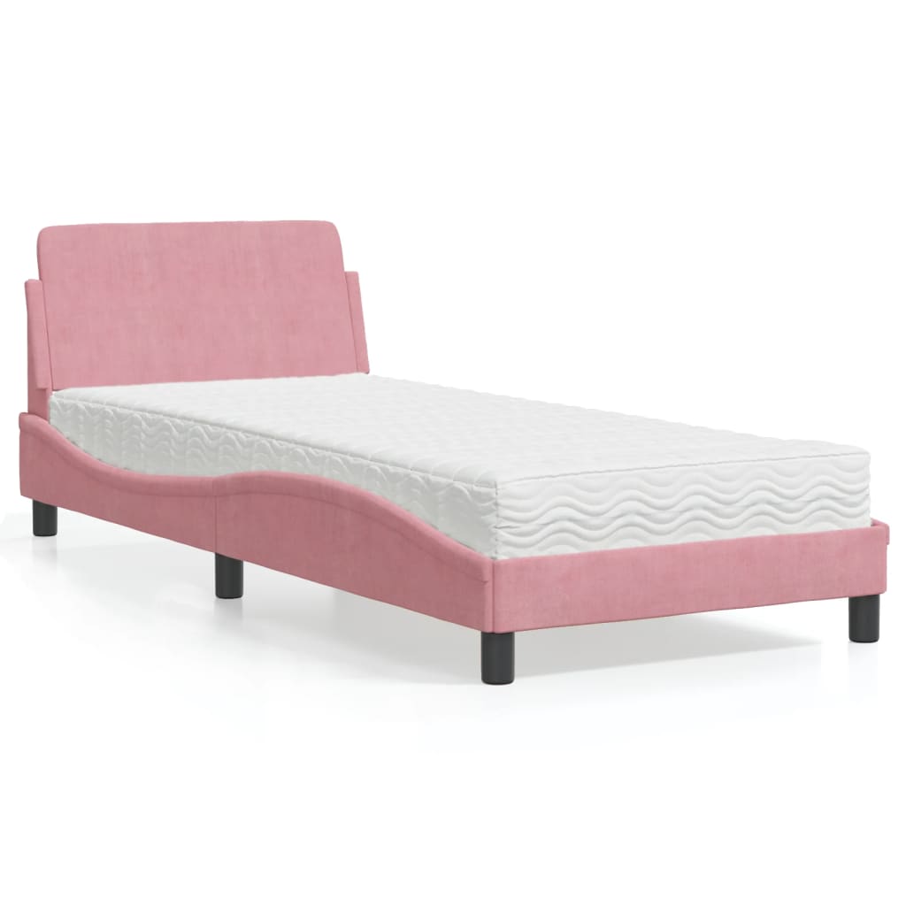 Bett mit Matratze "Dover" Hellgrau 80x200 cm Samt