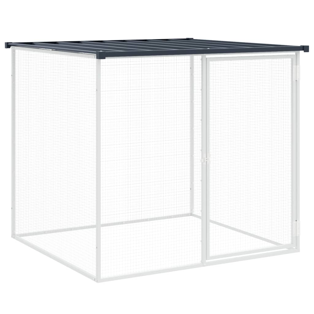 Hühnerkäfig mit Dach Anthrazit 203x98x90 cm Verzinkter Stahl