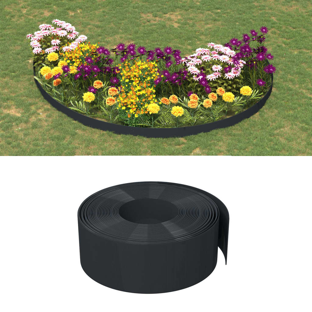 Gartenumrandung 25 m 10 cm PE Grau