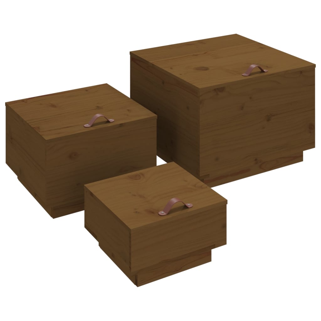 Aufbewahrungsboxen mit Deckeln 3 Stk. Weiß Massivholz Kiefer