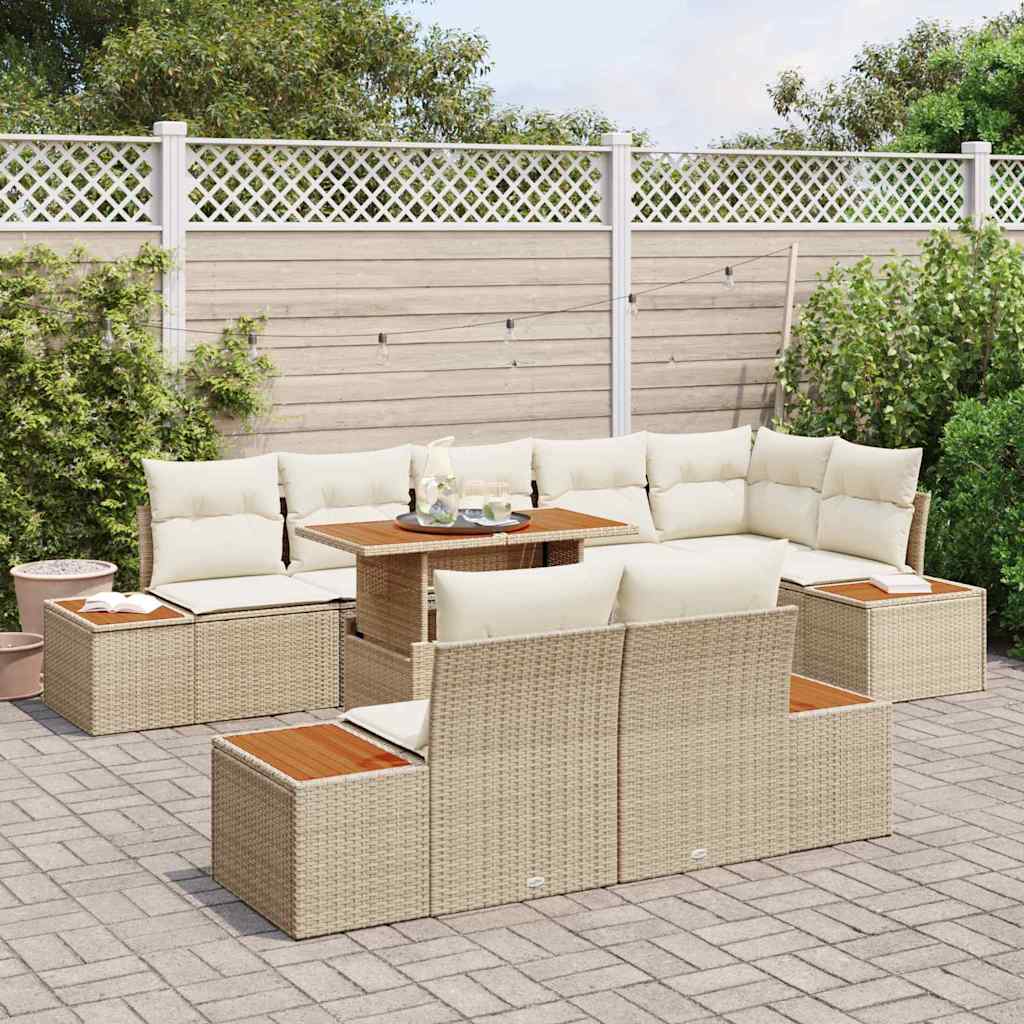 Garten Essgruppe mit Kissen 9 pcs Schwarz und Beige