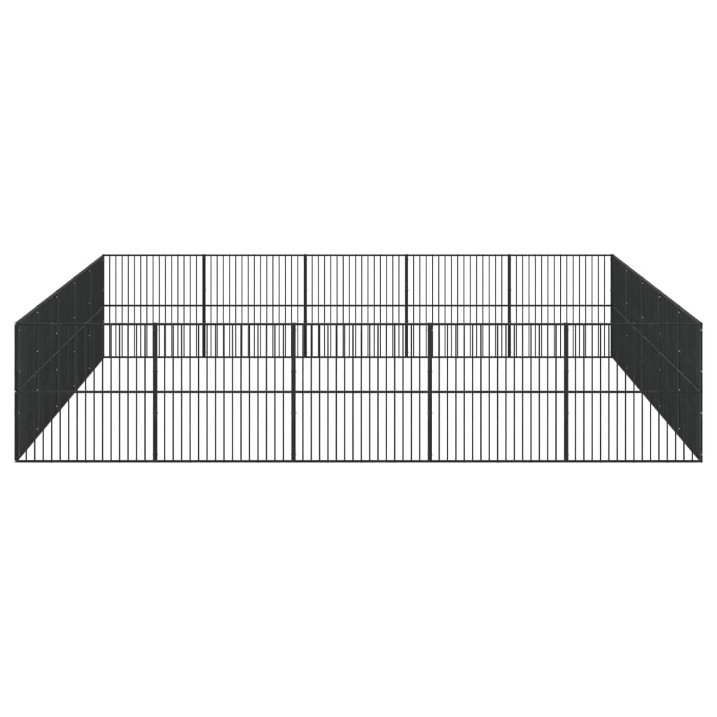 Hundelaufstall 4-tlg. Schwarz Verzinkter Stahl