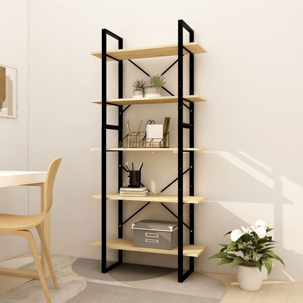 Bücherregal 5 Fächer 40x30x175 cm Massivholz Kiefer