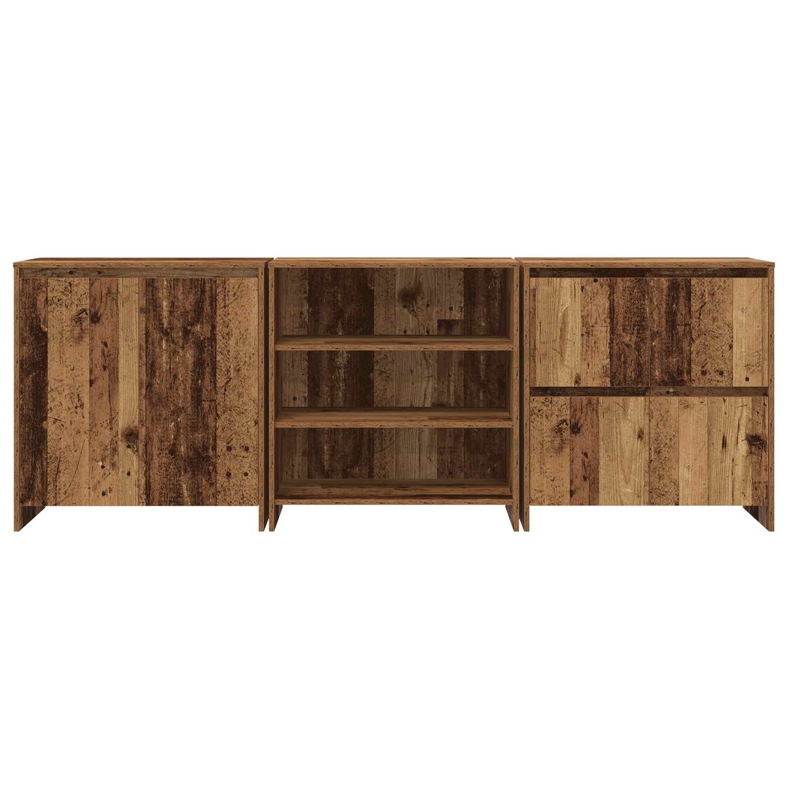 3-tlg. Sideboard Weiß Holzwerkstoff