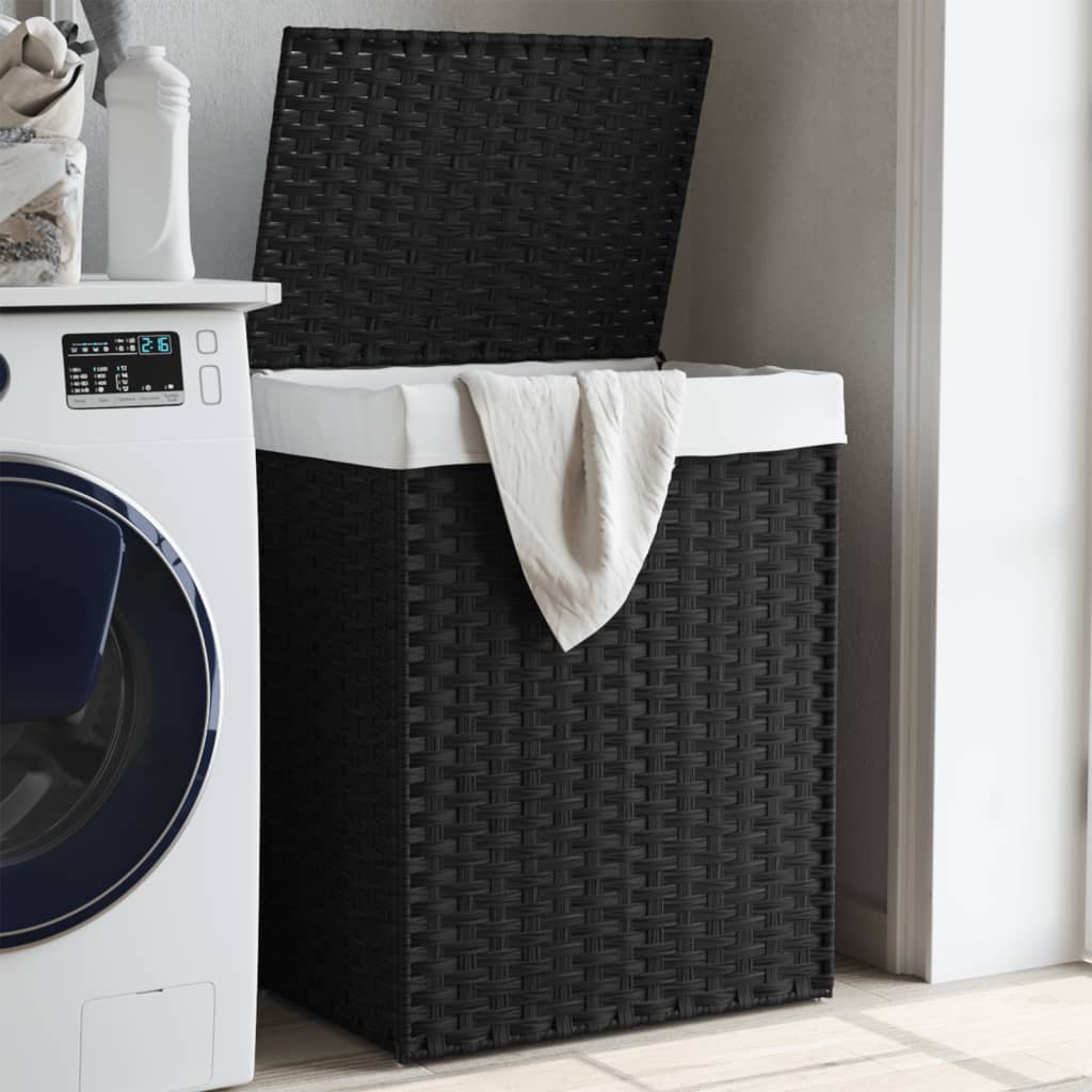 Wäschekorb mit Deckel 46x33x60 cm Poly Rattan