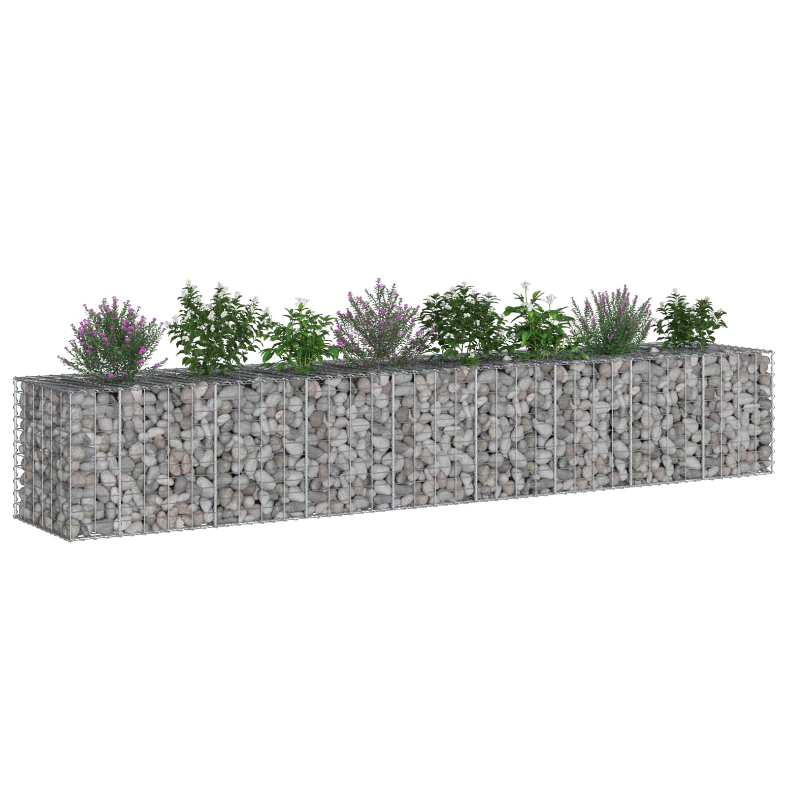 Gabionen Hochbeet 2 pcs Silber 260 x 60 x 55 cm