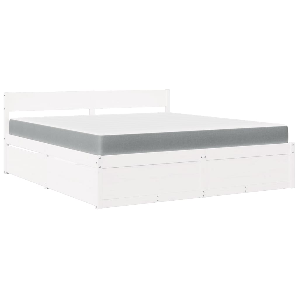 Bett mit Schubladen und Matratze 200x200 cm Massivholz Kiefer