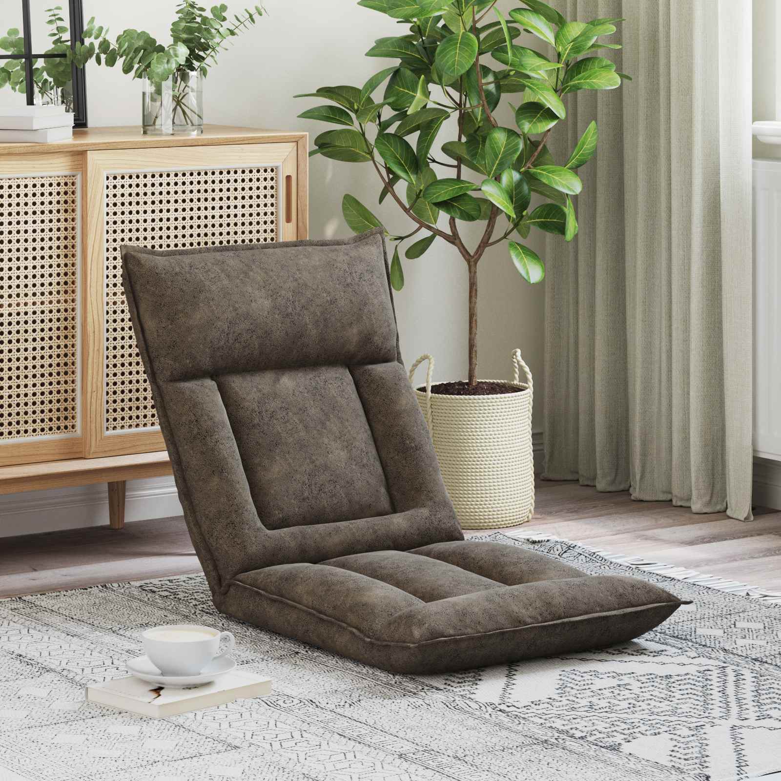Verstellbarer Fußsessel Braun Stoff