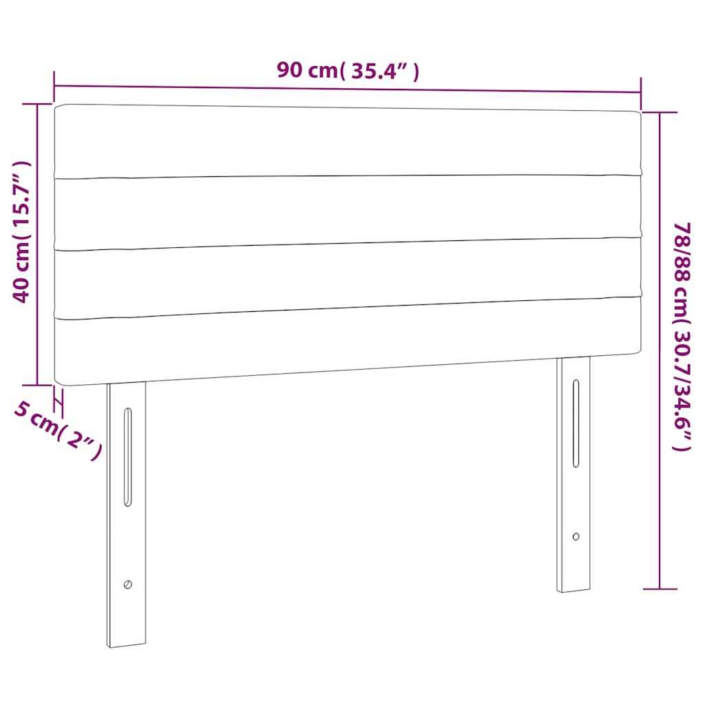 Kopfteil Hellgrau 80x5x118/128 cm Samt
